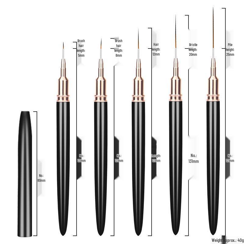 

Japanese Nail Art Liner Pens: Set of 5 Copper Tubes for Drawing Lines, Dots, Flowers, and Fine Details.