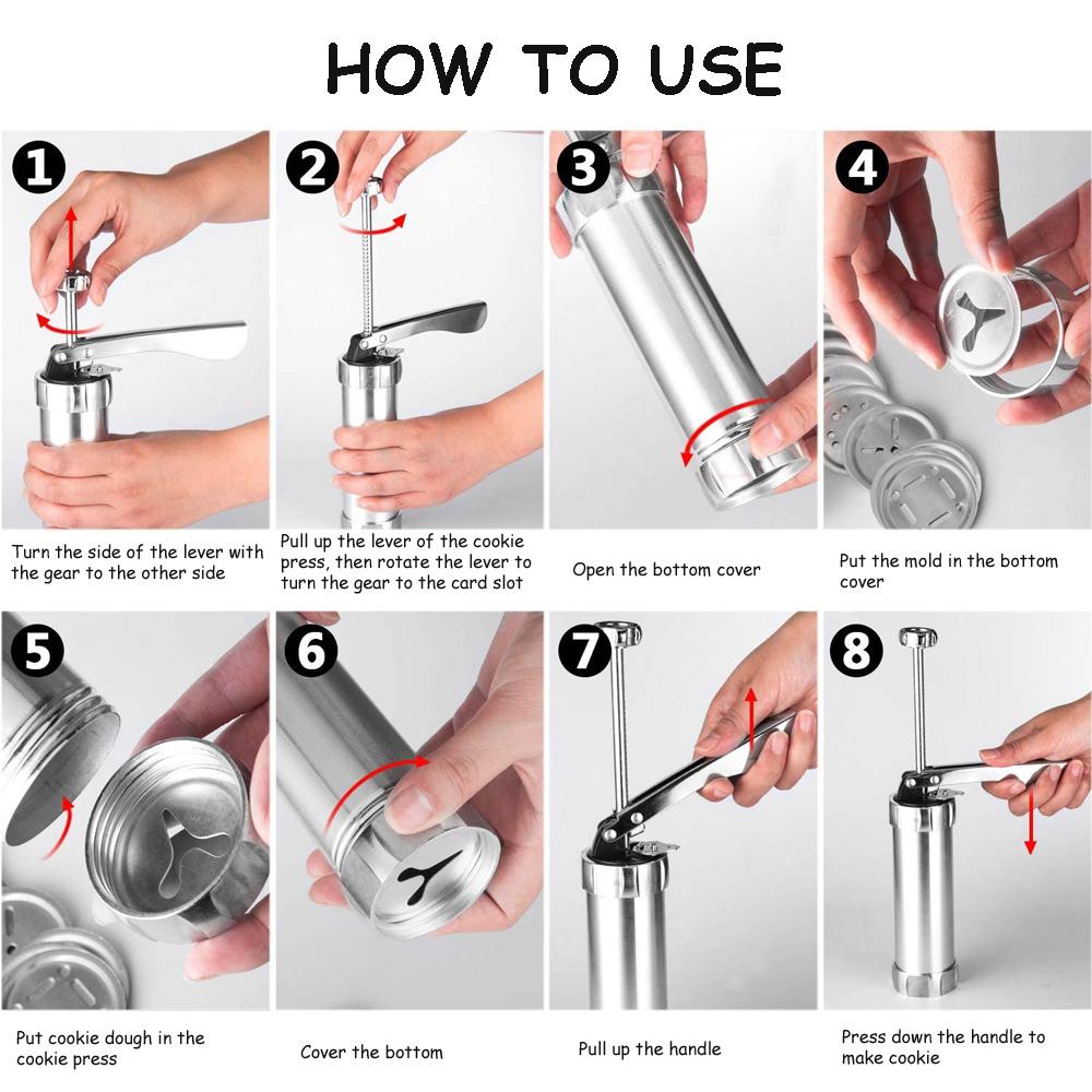 Keks-Presse Edelstahl Keks-Extruder-Presse Keks-Spritze Backset Maschine Set DIY Keks-Presse Maker Backwerkzeuge