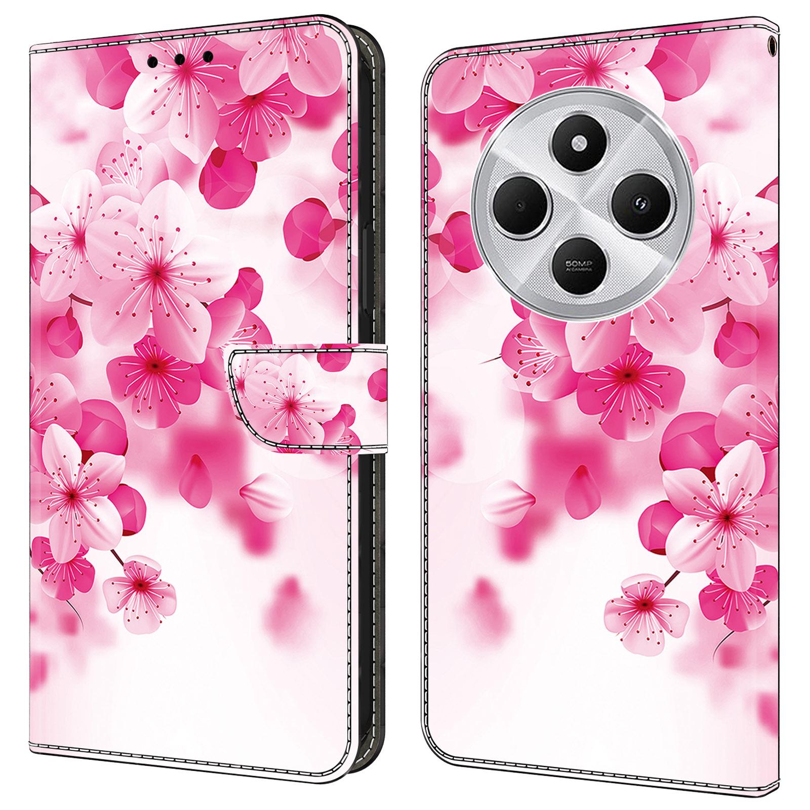 

Leather Case For Xiaomi Redmi 14C 4G/Redmi 14R 5G/Poco C75 4G Pattern Printing Anti-Drop Flip Wallet Phone Cover Red Flowers