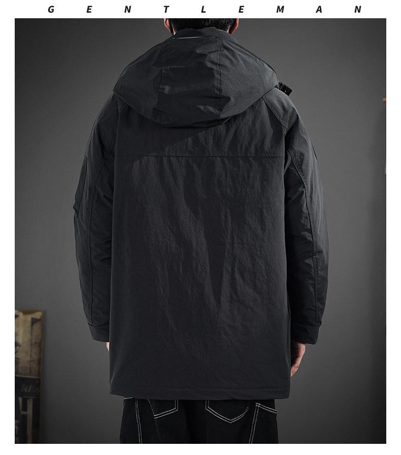 Men's Hooded Windproof Down Jacket - 2025 Winter Style, Thickened Mid-Length White Duck Down Outerwear
