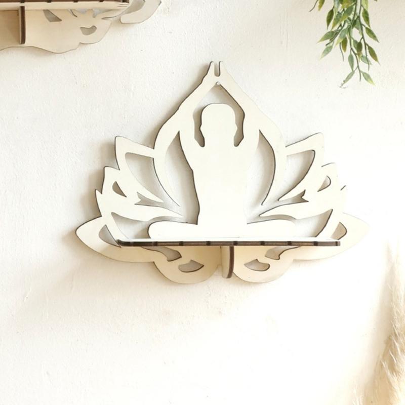 Elegant Carve Wood Human Figure Candle Sconce Display Shelf Wall Mounted Shelf Unique Shelf for Modern Interiors