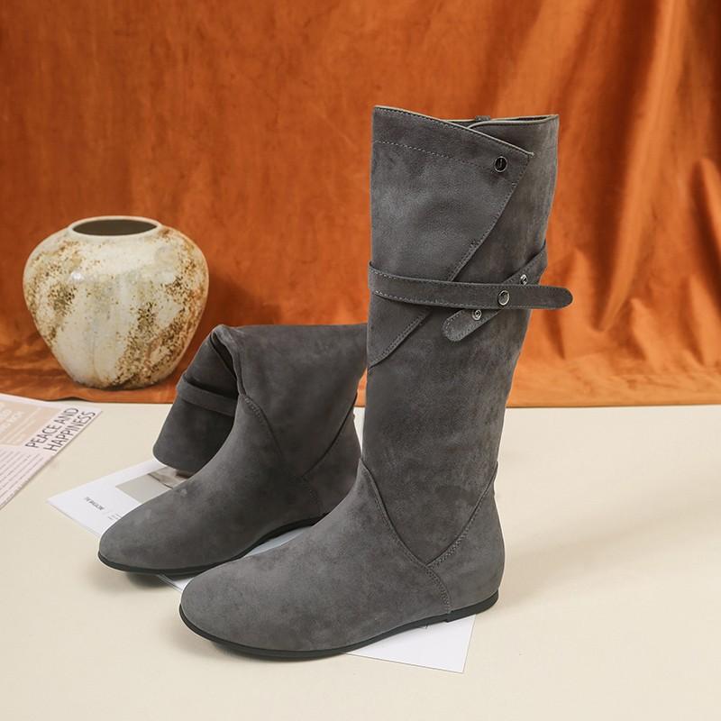 Internal heightening dopamine folds stacked boots women's autumn and winter new tall tube two-wear boots knight boots