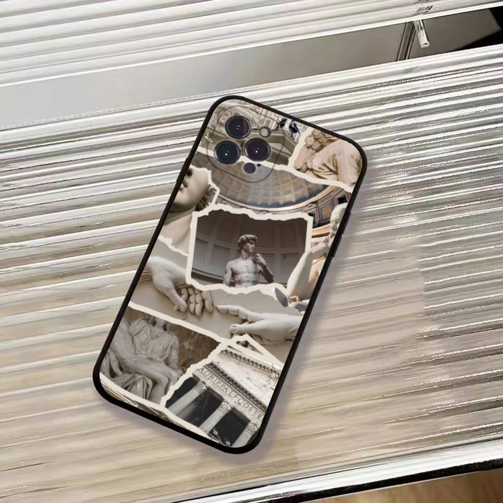 R-Renaissance art Painting Phone Case For iPhone 17,16,15,14,13,12,11 Plus,Pro Max,XS,Soft Black Cover