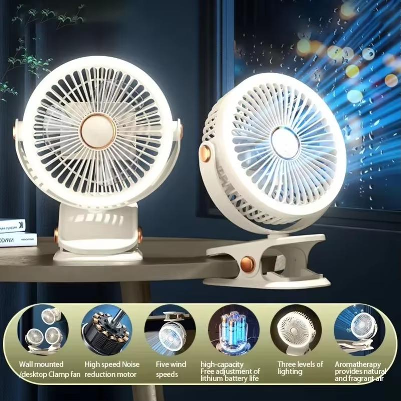 

Summer 3 In 1 Fan 360 Degree Rotation Five Wind Speeds Cooling Fan USB Rechargeable Lighting Fan For Home Office Outdoor оранжевый