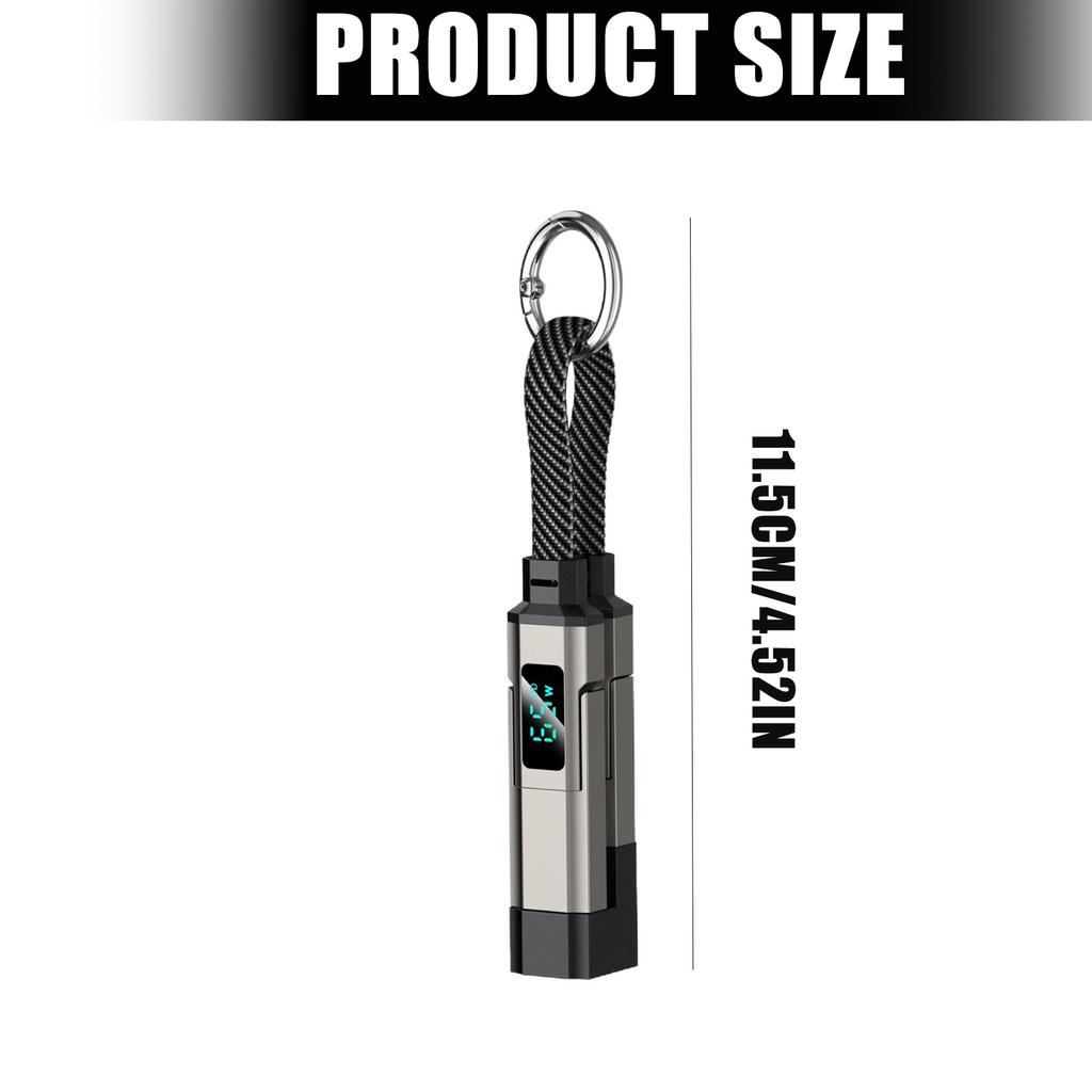 Durability Zinc Alloy Keychain Data Cable with Digital Display PD3.0/PD2.0 Charging Wire &Efficient 40Gbps Data Transfer