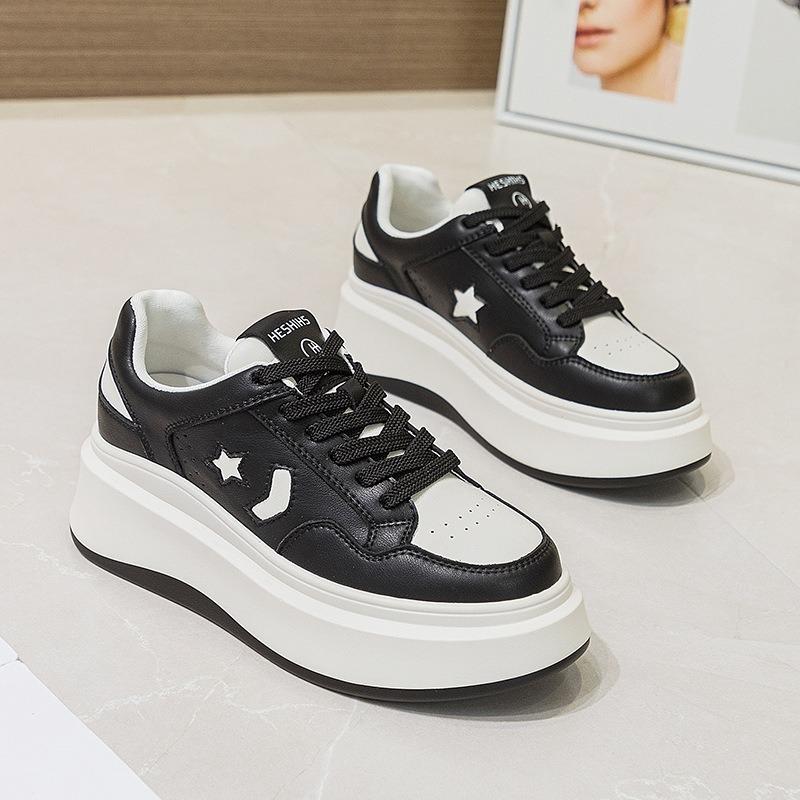 

Leather little white shoes women s Spring Festival new panda board shoes versatile platform casual women s sports running shoes 40 чорний
