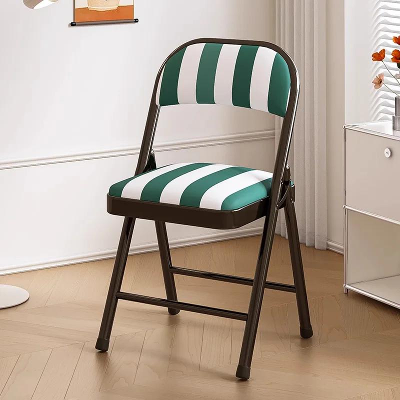 Versatile Foldable Chair Sturdy Metal Build with Comfort-padded Striped Seat Space-Saving Design Ideal for Home, Office Outdoor