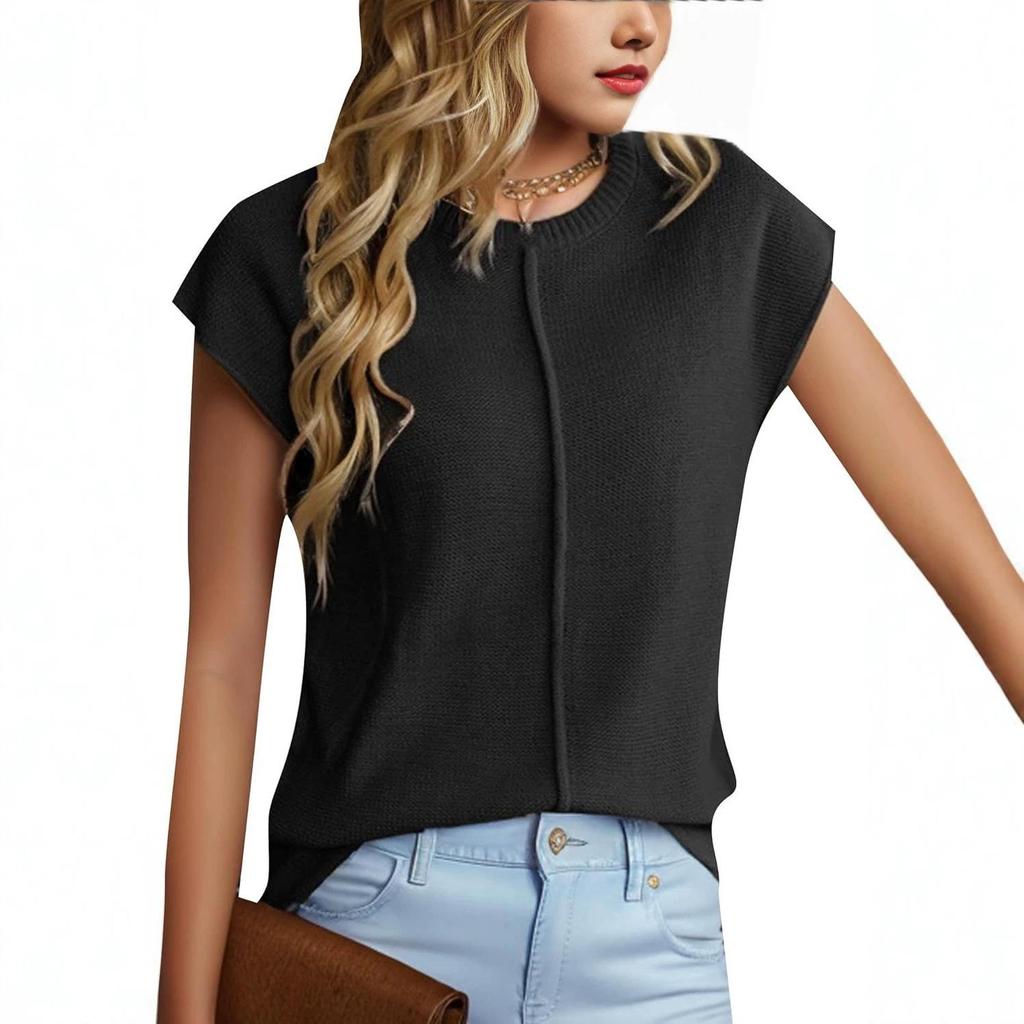 2026 Women's Retro Fashion Short Sleeve Loose Fit Versatile Sweater