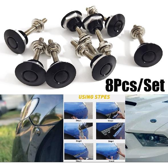 8pcs Push Button Quick Release Hood Bonnet P Lock Clip Car Bumper Latch Black 673152905938|