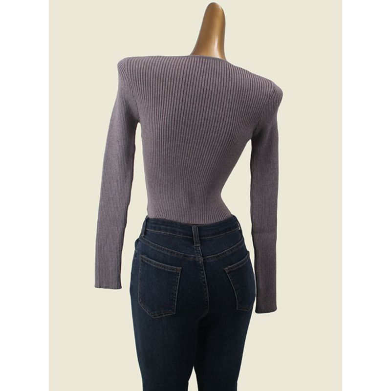 French Style Retro Scoop off-Shoulder Knitting Base Long Sleeves Women's Autumn High Waist Short Soft Glutinous Sunken Stripe Tops