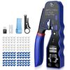 GETLITOOL RJ45 Crimping Tool, CAT5, CAT6, CAT6A Compatible, Dedicated for Crimping Ethernet Cables, 8-Pin Connector Compatible, 60-Pack Pass-Through R