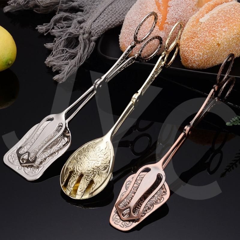 1PC Multifunctional Zinc Alloy Metal Spoon Salad Clip Exquisite Party Self-service Clip Tray Cake Birthday Party Tableware Clip
