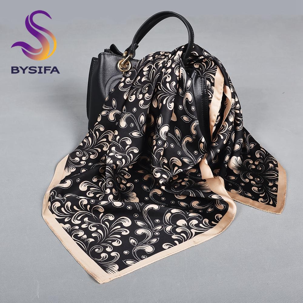 

BYSIFA Elegant Red Yellow Silk Scarf 70*70cm China Plum Blossom Design Winter Scarves Spring Autumn Brand Square Silk Scarves 70cm-70cm