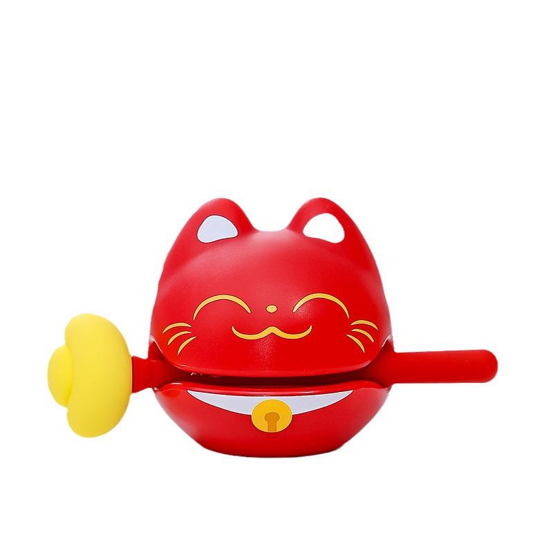 Cartoon Knock Knock Wooden Fish Ornament - Cute Granule Lucky Cat Decoration for Office