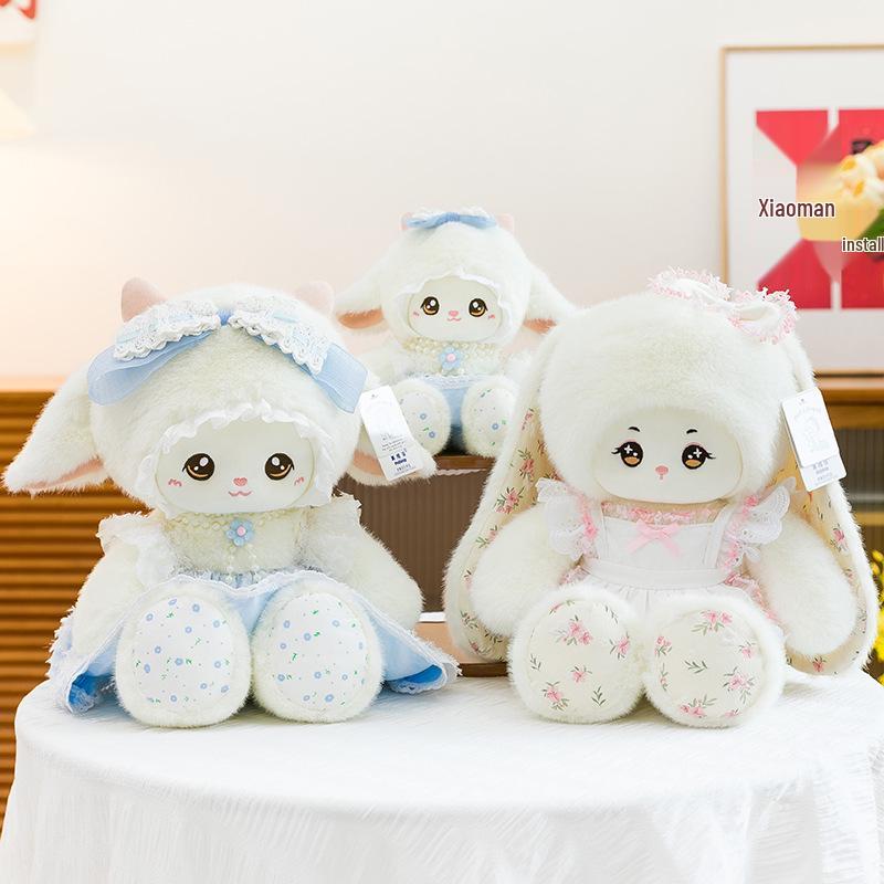 Nina's Cute Sheep & Rabbit Plush Doll: Long-Eared Children's Companion & Pillow Gift