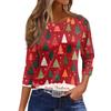 Women's T Shirt Christmas Print 3/4 Sleeve Daily Weekend Fashion Basic Round Neck Regular Top