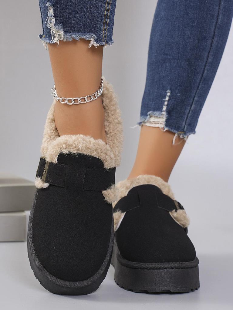 Women's Retro Snow Boots Fleece-lined Moccasins, 2025 Thick-soled Slip-on Winter Shoes.