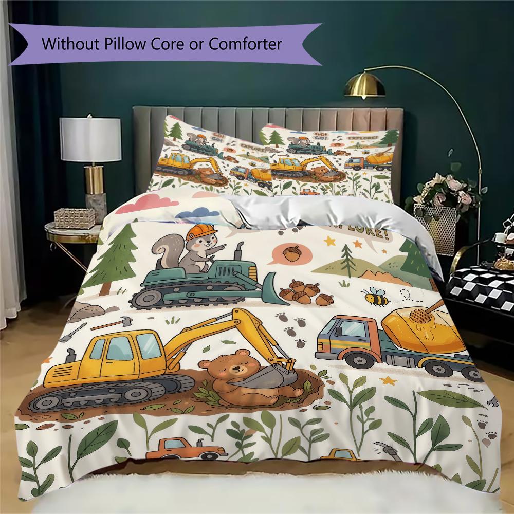 Fresh Nature Truck Pattern Bedding uilt Set uilt Cover Pillowcase Home Decoration Birthday Gift (1 * duvet cover + 2 * pillowcase without core)