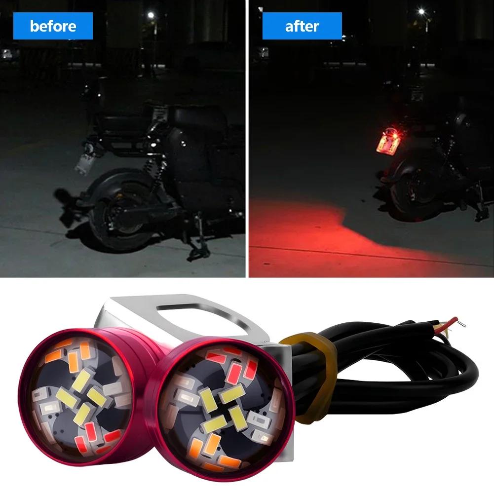 2Pcs LED RGB Strobe Light 12V Motorcycle Eagle Eye Light Multicolor Strobe Brake Warning Light Waterproof Mirror Mount Design