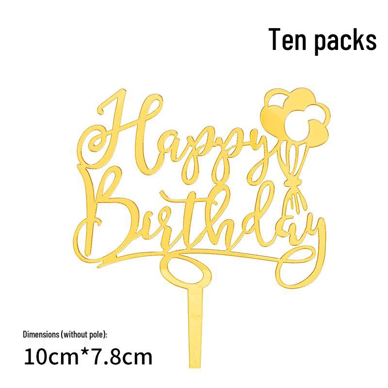 50 Stück Goldene Acryl-Kuchenstecker - Geburtstag, Festival, Muttertagsfeier