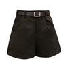 Women's High Waist Tweed Wide Leg Pants Casual Thick Slim Shorts