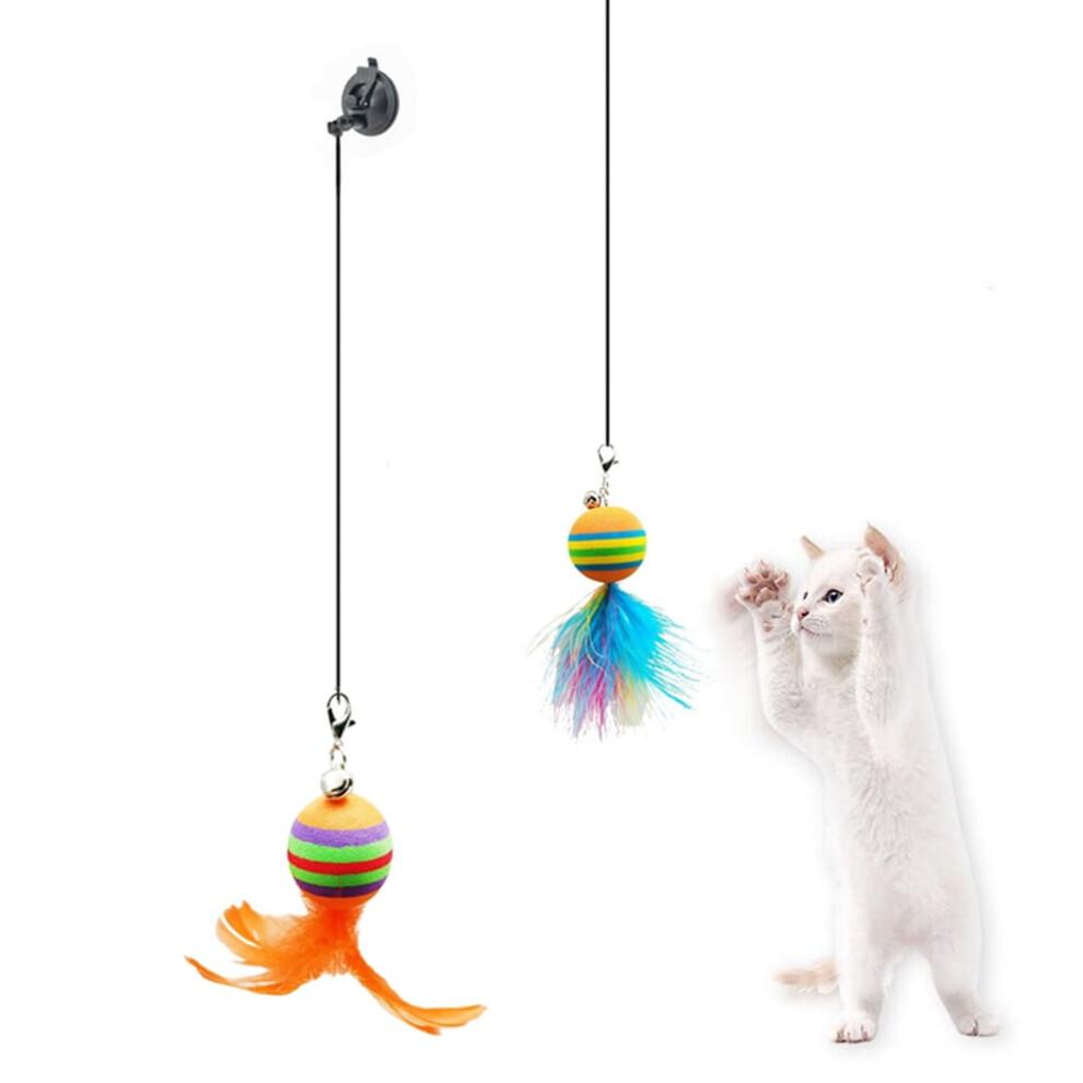 5Pcs Cat Teaser Ball Fun Feather Toys Pet Interactive Toy for Cat Play Exercise