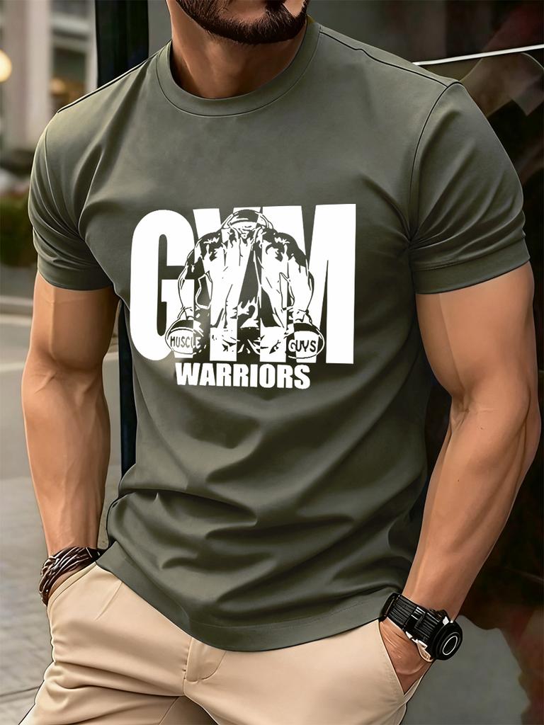 Gym Warriors Muscle Guys Printing Mens TShirt Cotton Summer Soft Tops Oversized ONeck Short Sleeve T Shirt Casual Male Clothes