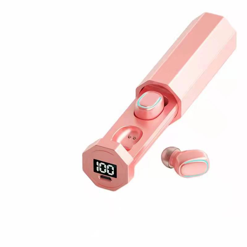 

New A7 TWS Wireless Bluetooth 5.0 Earbuds with Pull-out Design, Touch Control, In-ear Fit, and Digital Display. рожевий