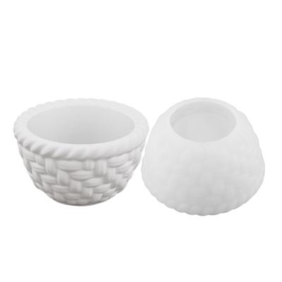 Stampo Portacandele in Silicone a Forma di Cesto Fiorito Stampo in Silicone per Artigianato Stampo per Vasi di Piante Succulente Texture in Silicone