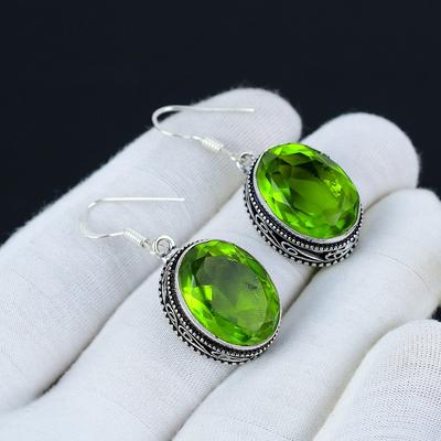 Peridot Küpe, 925 Ayar Gümüş Küpe, El Yapımı Küpe, Antika Küpe, Peridot Değerli Taş, Anneler İçin Hediyeler, Kadınlar İçin Peridot Takılar
