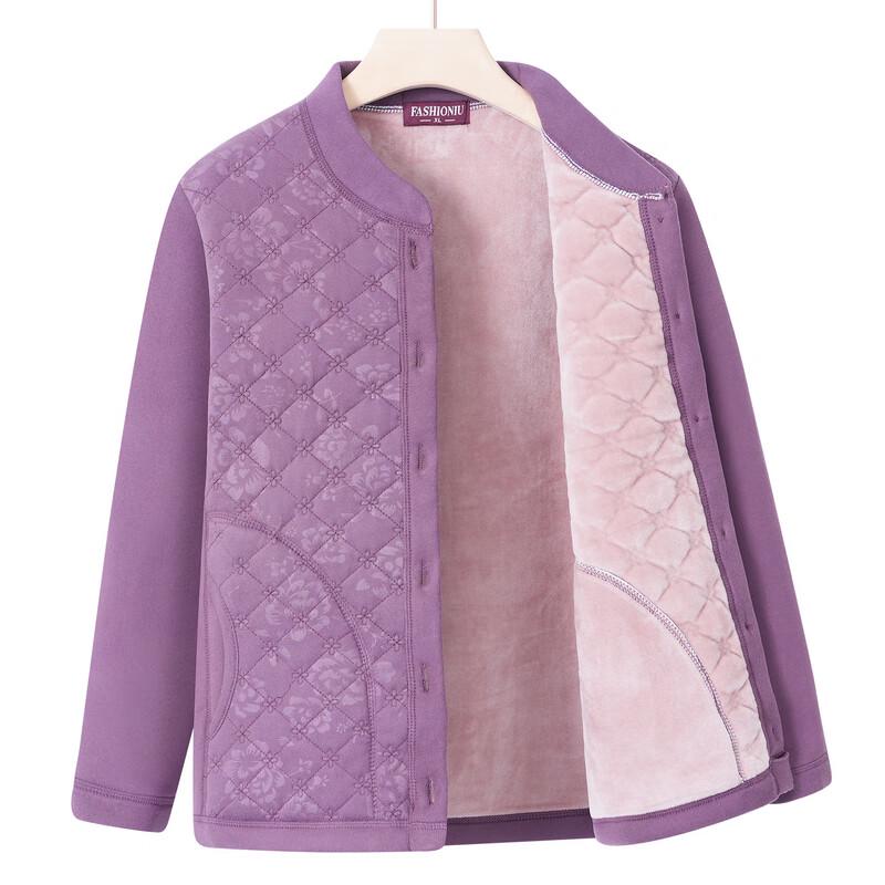 Yalu Women's Fleece-Lined Thermal Cardigan for Seniors