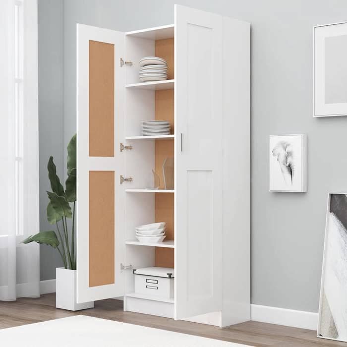 VidaXL Bookcase, Storage Unit with Compartment, Book Cabinet Living Room Interior, White Wood 802732
