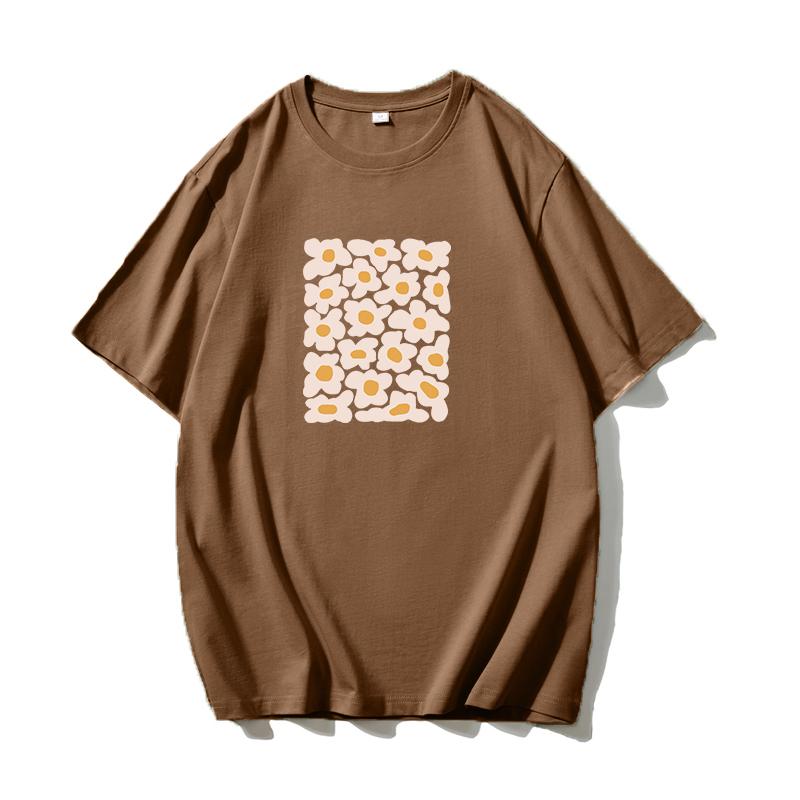 Shellsuning Oversized Art Printed T-shirts Women Summer Fashion Vintage 100% Cotton Soft Streetwear Couple Clothes Basic Tees Female Harajuku Tops