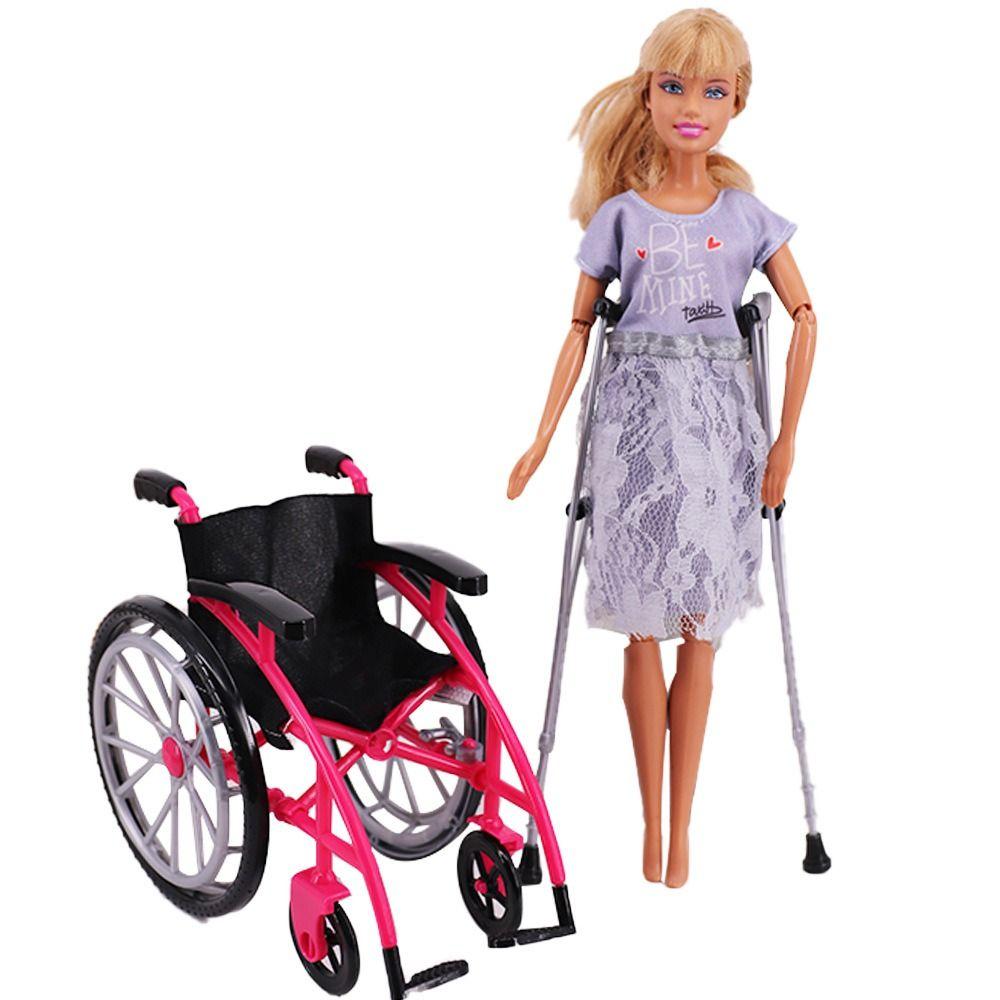Children Gits Crutch Model DIY Dollhouse Dollhouse Decor Doll Wheelchair Playset Furniture Toy