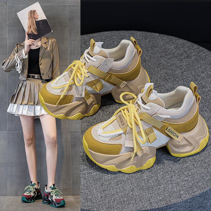 Dad shoes spring and autumn new leather soft sole high energy thick sole small sports shoes