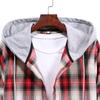 Men Casual Plaid Shirt Hooded Shirts Oversized Casual Shirt Men's Clothes European American Style Handsome Holiday Checked Shirt