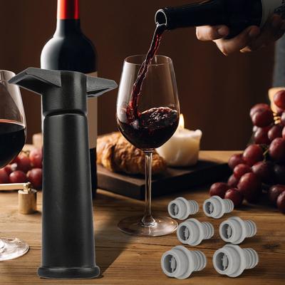Pompe à vide pour conserver le vin avec 6 bouchons Fonctionnement manuel facile Joint en silicone anti-fuite Préserve la saveur Kit de conservation du vin rouge pour la plupart des bouteilles