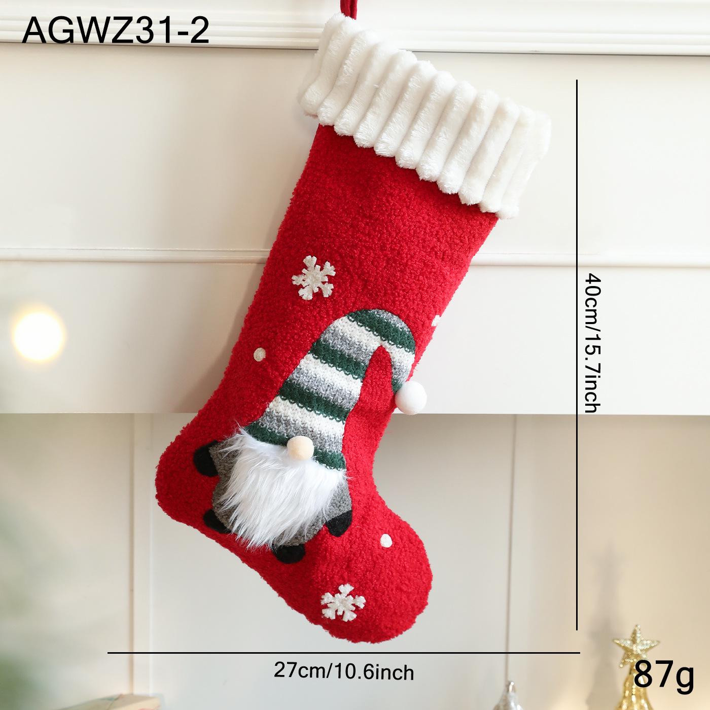 Plush Christmas Stockings: Cartoon Santa Claus Gift Bags & Decorations