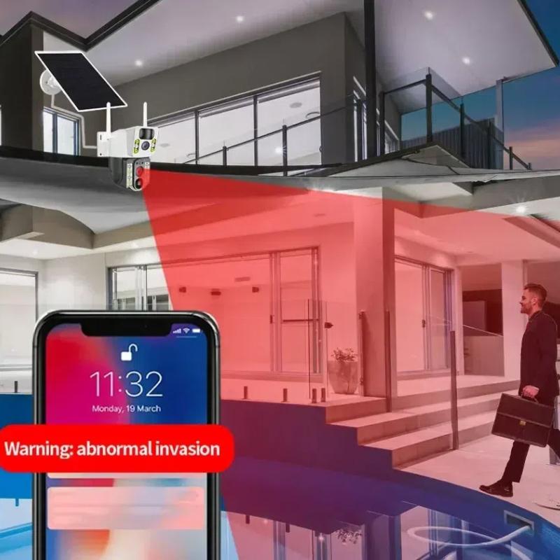 Venkovní solární kamera 4G/WIFI vodotěsný monitor, inteligentní vzdálený domácí monitor nočního vidění s vysokým rozlišením