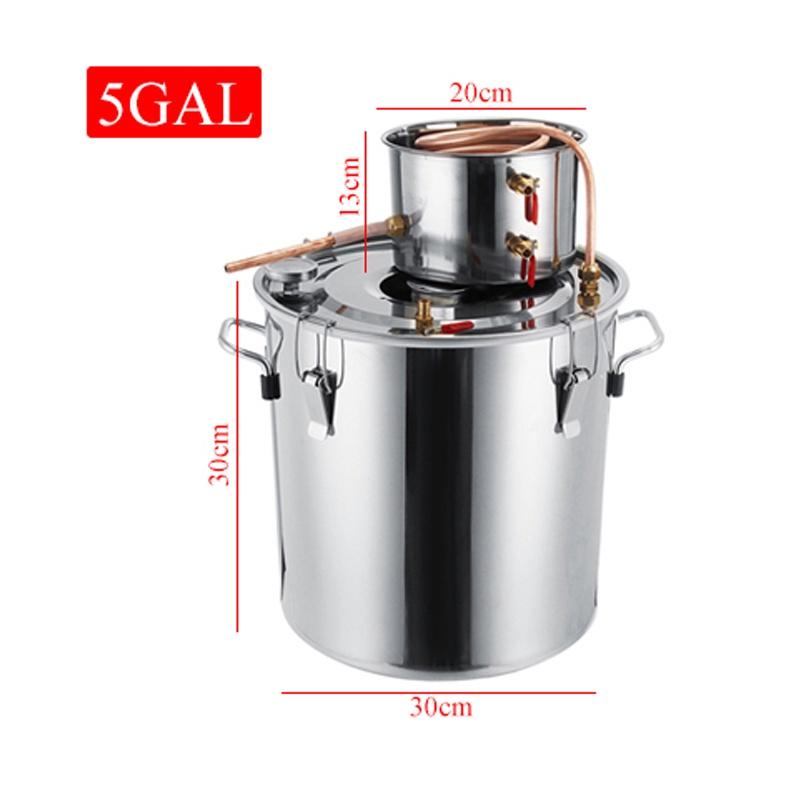 2/3/5/8 Galões Aço Inoxidável Destilador Eficiente Moonshine Álcool Destilador DIY Casa Água Vinho Óleo Essencial Kit de Fermentação Conjunto