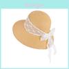 French Lace Ribbon Sun Hat With Wide Brim For Summer Beach Vacation Girls