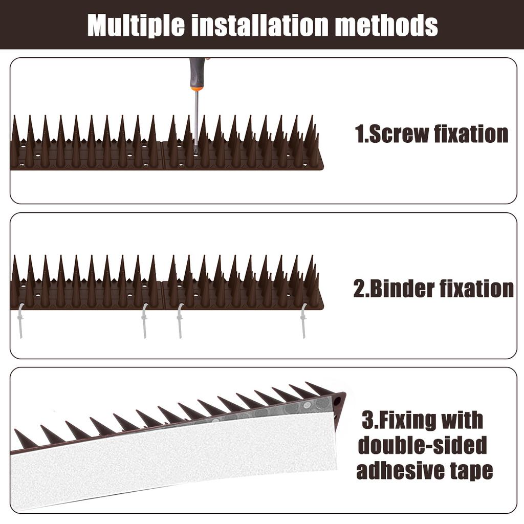 12Pcs Spikes Repeller Cat Mat Bird Repellent Anti Pigeon Deterrent Plastic for Garden Fence Roof Birds Squirrel Spikes