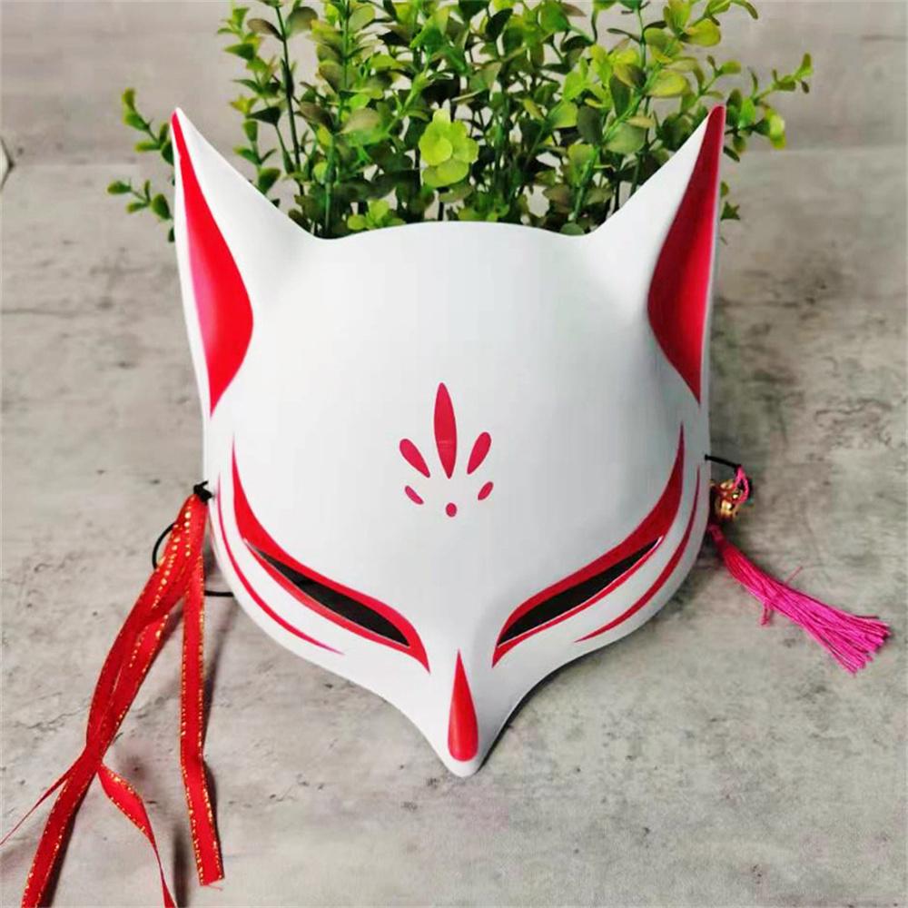 Half Face  Mask Hand-painted Fashion Mask Halloween Masquerade Party Tassels Anime Fox Mask For Costume Parties Anime