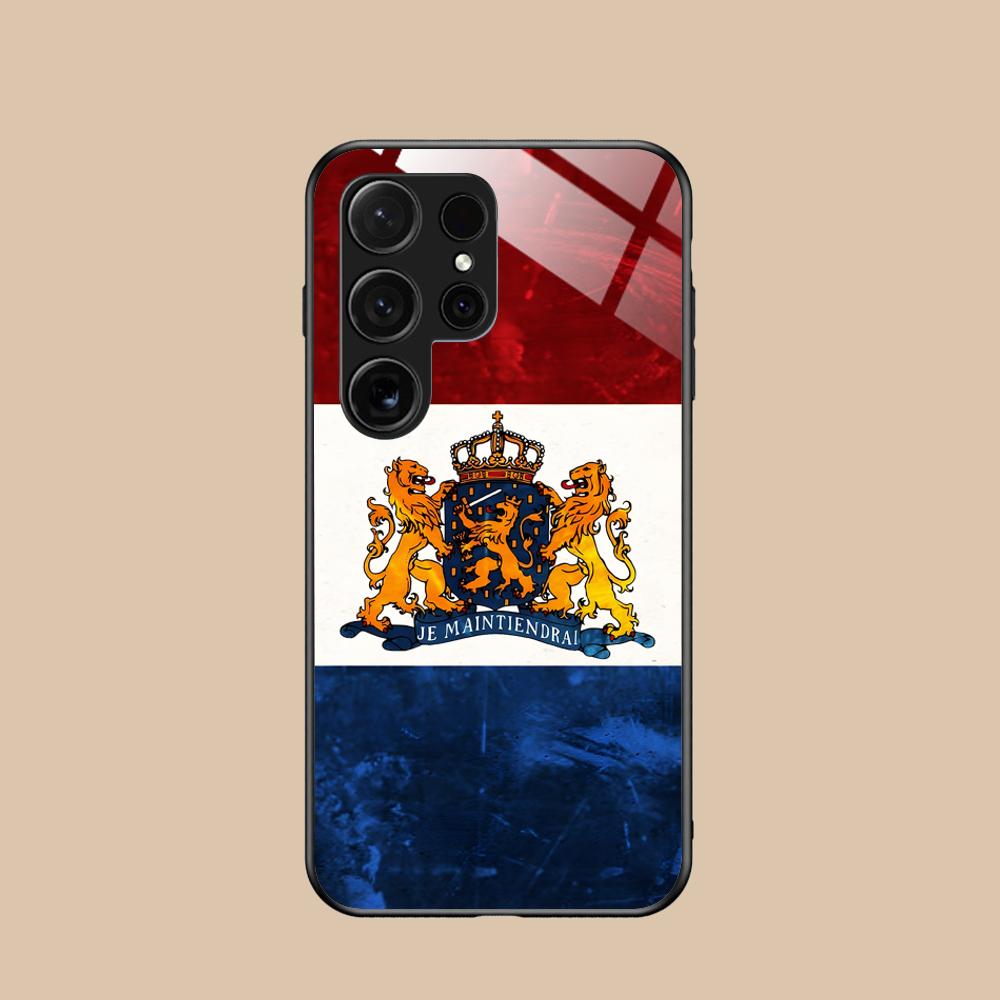 Netherland Dutch Flag Glass Mobile Phone Case for Samsung Galaxy S26 S25 S24 S23 S22 S21 S20 Note20 Plus FE Ultra Colorful Cover