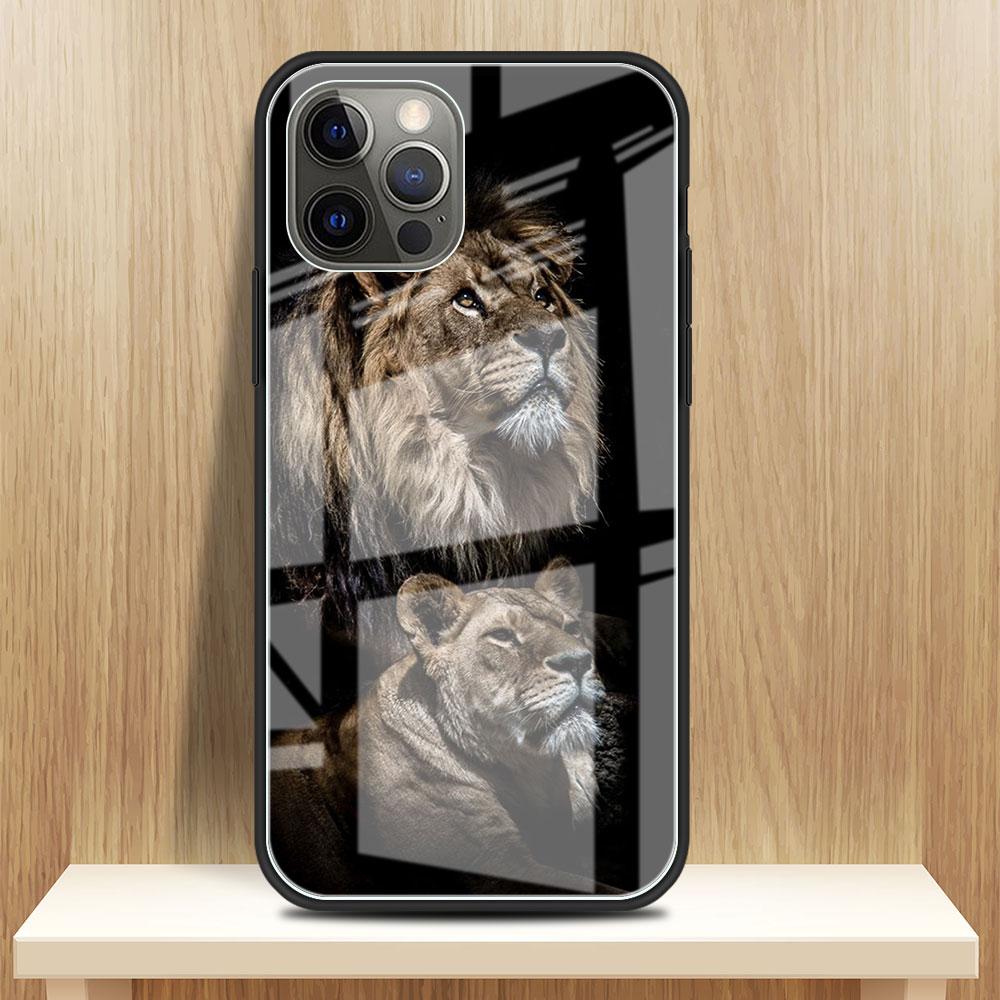 Wolf Dog Cat Bird Lion Tiger Animal Glass Case For Apple iPhone 14 13 Pro 11 12 7 8 Plus SE 2022 XR X XS Max 6 6S Phone Cover