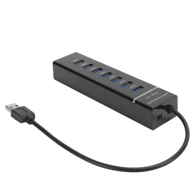 USB 3.0 Hub 7Port Splitter with Blue LED Indicator High Speed 5Gbps BYLP107 DC 5V
