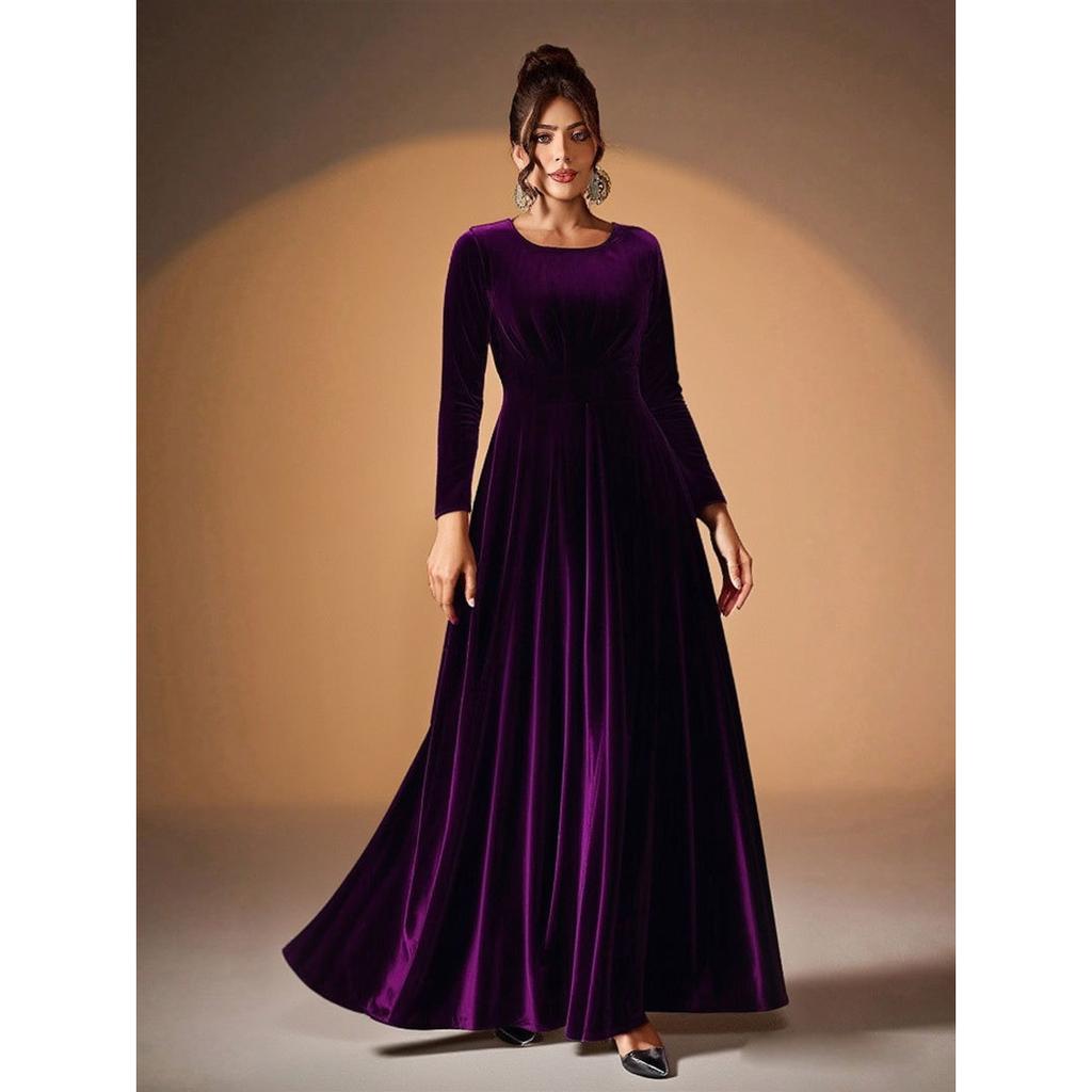 Rochie Elegantă de Seară Rochie Maxi Elegantă de Damă din Catifea cu Mâneci Lungi pentru Toamnă Nuntă Invitat Petrecere Cocktail Evenimente Formale