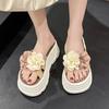 Fashion 7.5CM High Heels Slippers Women 2025 Summer New Thick-Soled Ladies High Platform Flower Beach Sandals Flip Flops Shoes