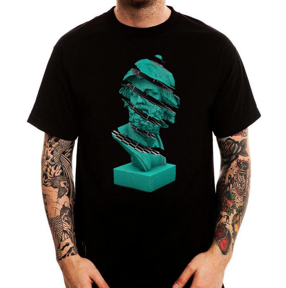 Vaporwave Sliced Statue Aesthetics Roman Printed Cotton  T-Shirt Top Tee 100