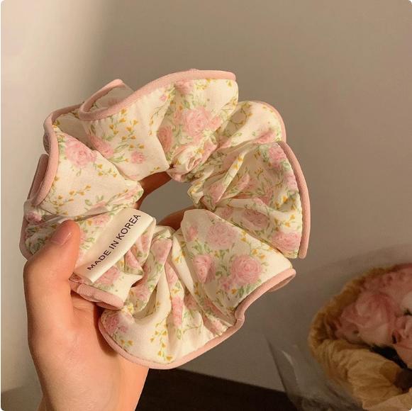 

Sweet Korean- Bow Floral Large Scrunchie For Women 2026 New Lace Hair Tie Hair Accessory For Girls One Size
